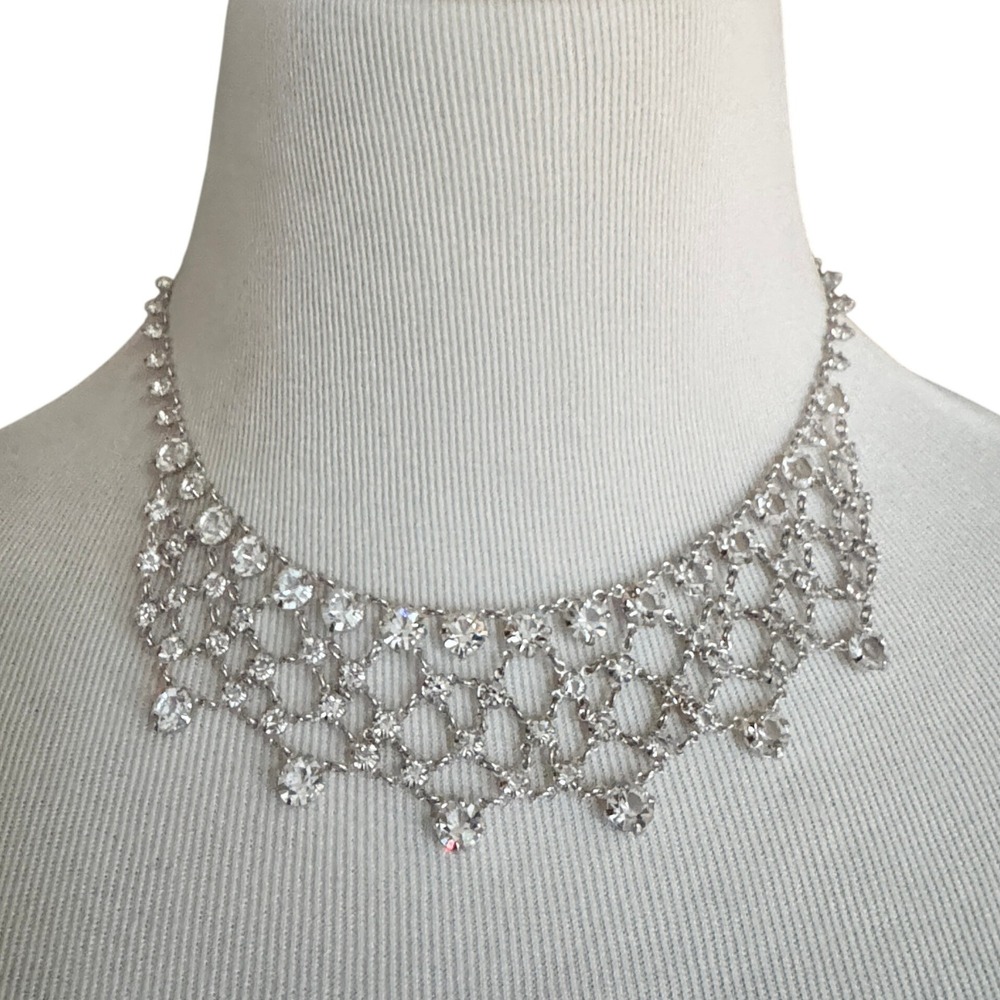 Vintage Bezel Set Crystal Necklace Princess Style Royal Core‎ Art Deco Heirloom